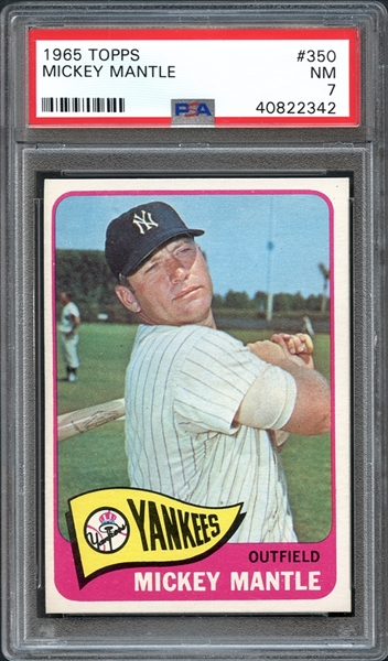 1965 Topps #350 Mickey Mantle PSA 7 NM