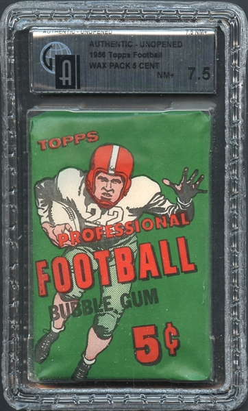 1956 Topps Football Wax Pack 5 Cent GAI 7.5 NM+