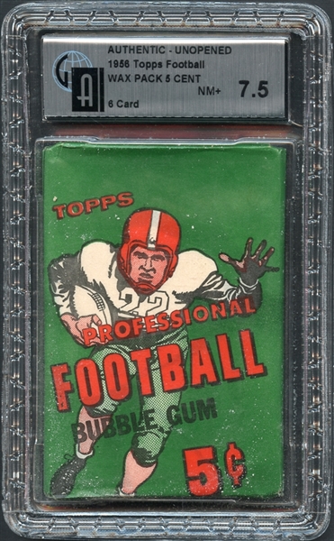 1956 Topps Football Wax Pack 5 Cent 6-Card GAI 7.5 NM+