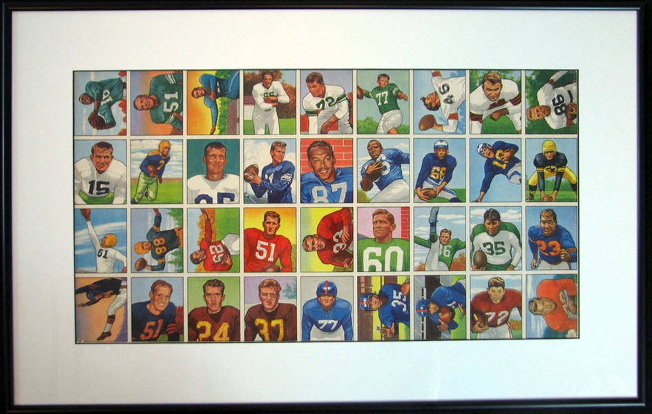 1950 Bowman Football Uncut Sheet with (36) Cards Featuring Ramsey, Pihos and Bednarik