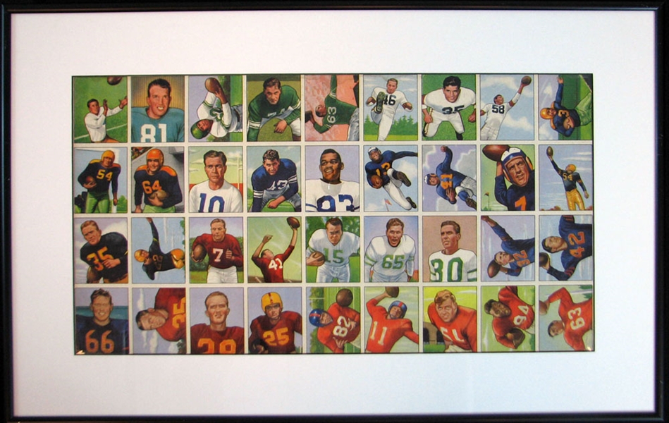 1950 Bowman Football Uncut Sheet with (36) Cards Featuring D. Walker, Tittle and Perry