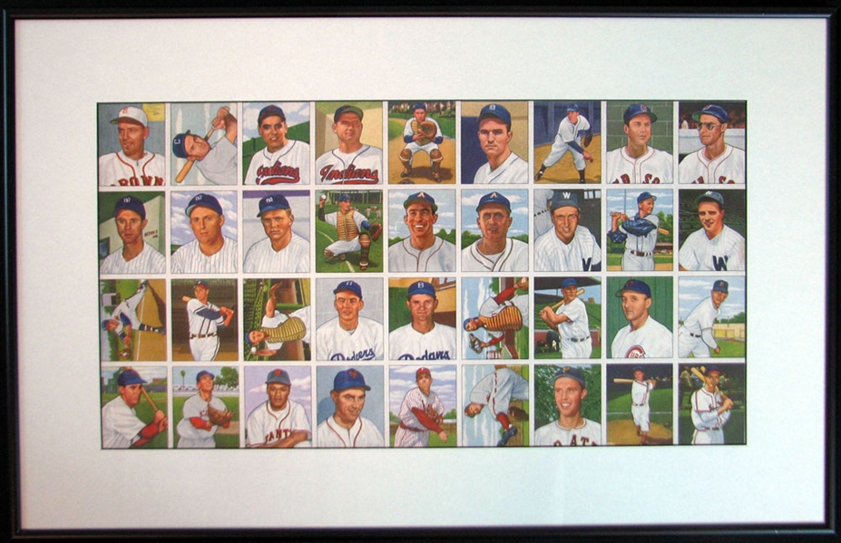 1950 Bowman Baseball Uncut Sheet with (36) Cards with Wynn and Roe
