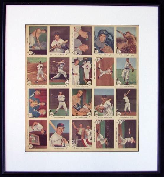 1959 Fleer Ted Williams Uncut Sheet with (20) Cards 