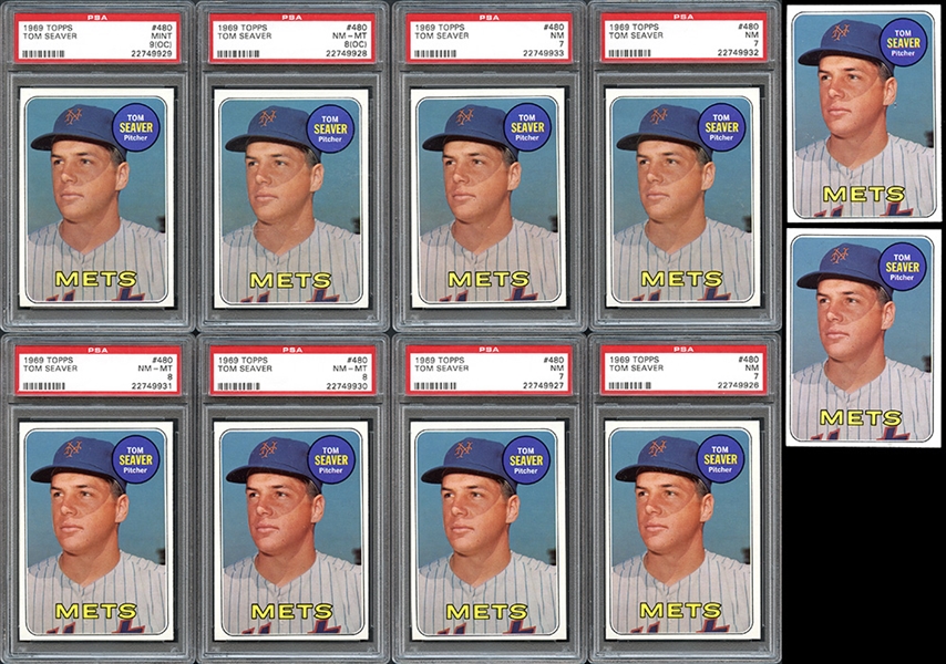 1969 Topps #480 Tom Seaver Group of (10) Exceptionally High Grade Cards