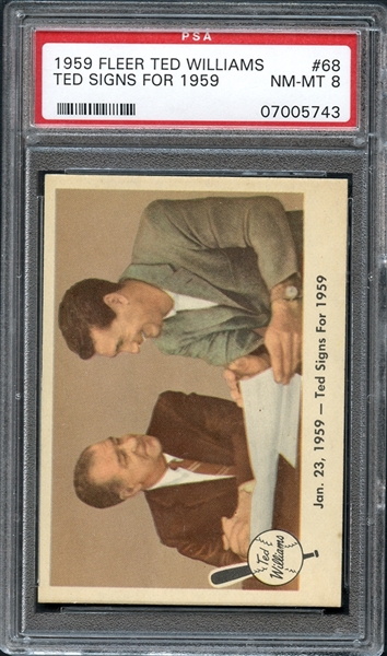 1959 Fleer Ted Williams #68 Ted Signs for 1959 PSA 8 NM/MT