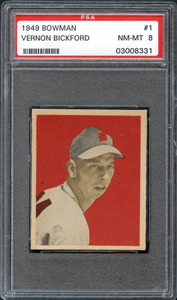 1949 Bowman #1 Vernon Bickford PSA 8 NM/MT