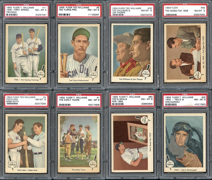 1959 Fleer Ted Williams Complete Set All Cards Graded PSA 8 NM/MT