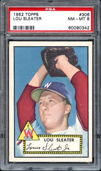 1952 Topps #306 Lou Sleater PSA 8 NM/MT