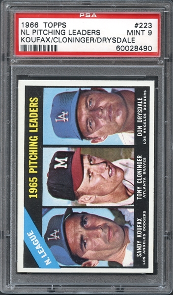 1966 Topps #223 NL Pitching Leaders PSA 9 MINT