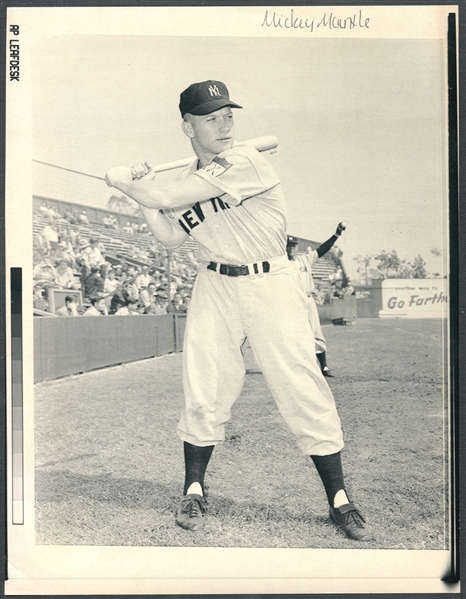 1951 Mickey Mantle Rookie Laser Photo from The Sporting News Archive Collection