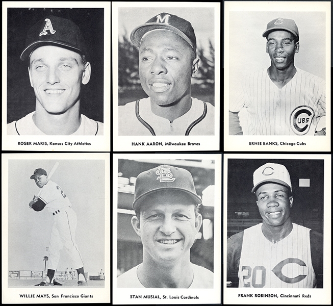 1959 Group of (9) Team Picture Packs with Mays, Aaron, Maris and Musial