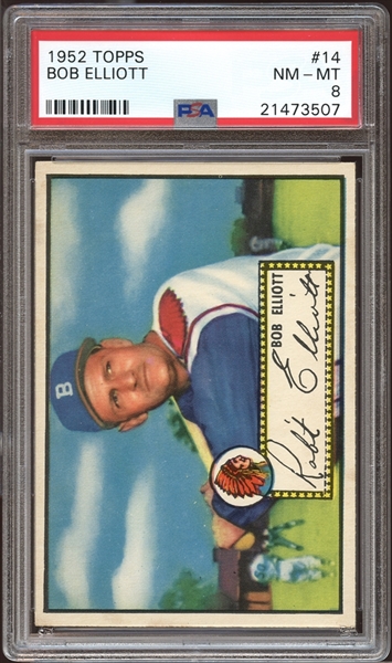 1952 Topps #14 Bob Elliott PSA 8 NM/MT