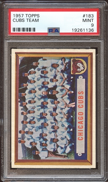 1957 Topps #183 Cubs Team PSA 9 MINT