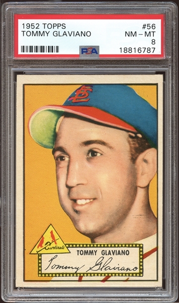 1952 Topps #56 Tommy Glaviano PSA 8 NM/MT