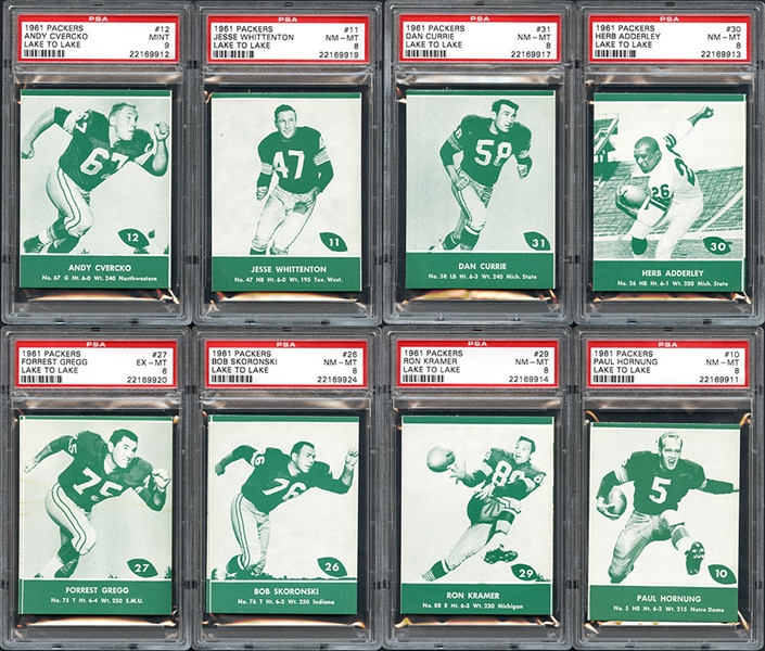 1961 Lake to Lake Packers High Grade Group of (15) All PSA Graded