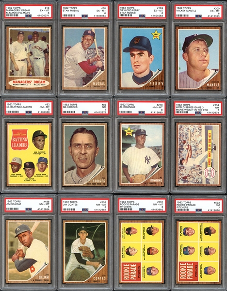 1962 Topps Baseball High Grade Near Complete Set (587/598) With PSA Graded and Variations