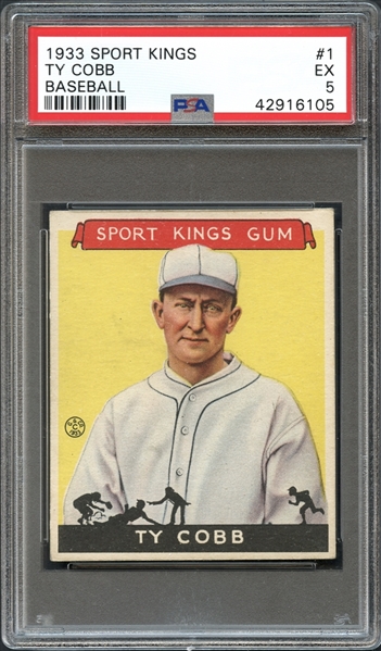 1933 Sport Kings #1 Ty Cobb Baseball PSA 5 EX