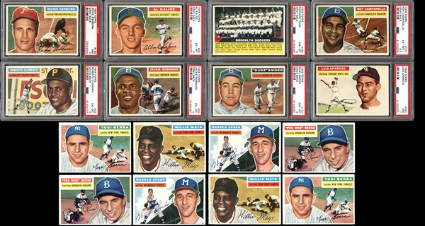 1956 Topps Baseball High Grade Near Complete Set (324/340) with PSA Graded