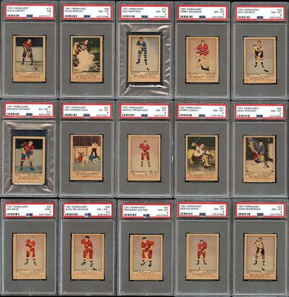 1951 Parkhurst Exceptionally High Grade Near Complete Set (96/105) with many PSA Graded
