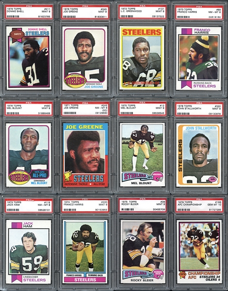 1968-1998 Pittsburgh Steelers Group of (43) All PSA Graded with Greene, Greenwood, Harris, Blount, Stallworth RCs Plus Extras
