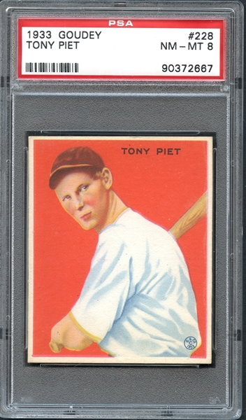 1933 Goudey #228 Tony Piet PSA 8 NM/MT
