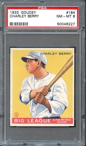 1933 Goudey #184 Charley Berry PSA 8 NM/MT