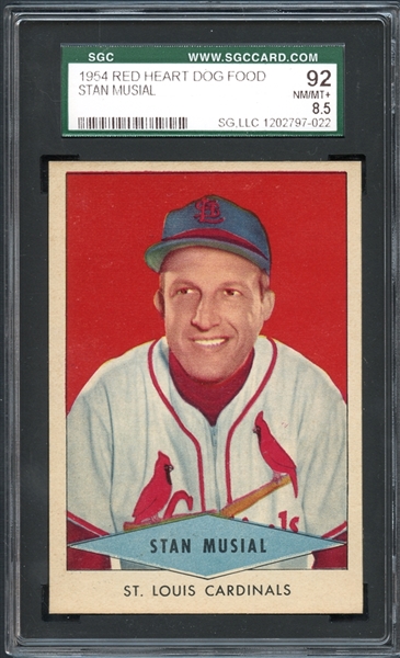 1954 Red Heart Stan Musial SGC 92 NM/MT+ 8.5