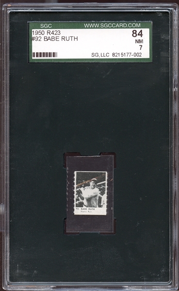 1950 R423 #92 Babe Ruth SGC 84 NM 7