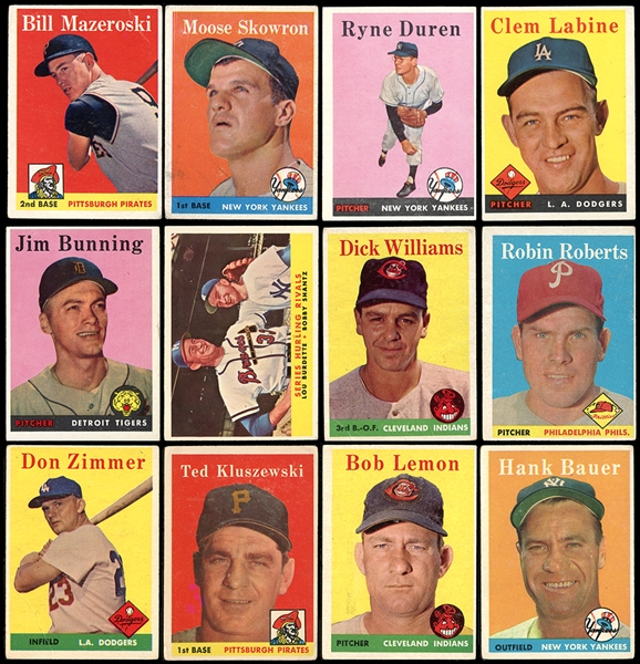 1958 Topps Group of 300 Cards with Stars and HOFers