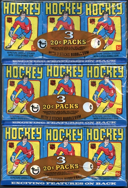1979-80 Topps Hockey Group of (3) Wax Tray Unopened Packs