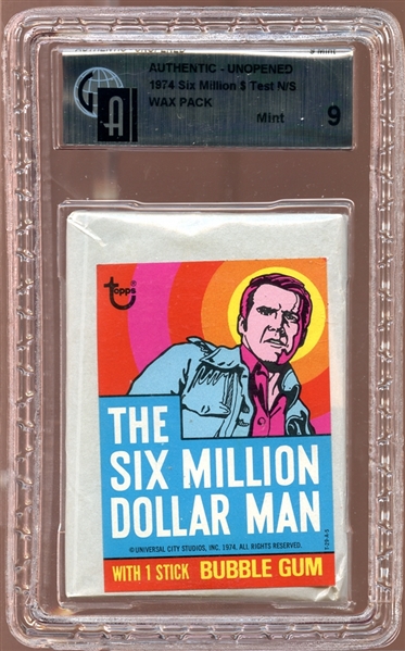 1974 Topps The Six Million Dollar Man Test Issue Unopened Wax Pack GAI 9 MINT