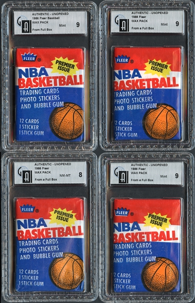 1986-87 Fleer Basketball Unopened Wax Pack Group of (4)