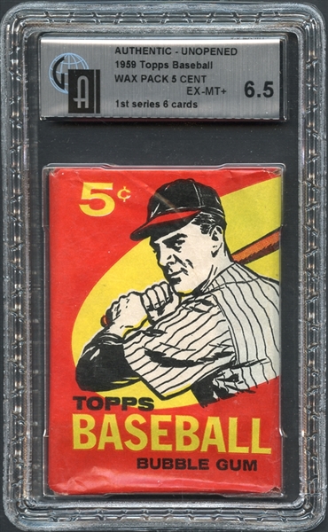 1959 Topps Baseball Wax Pack 5 Cent GAI 6.5 EX/MT+