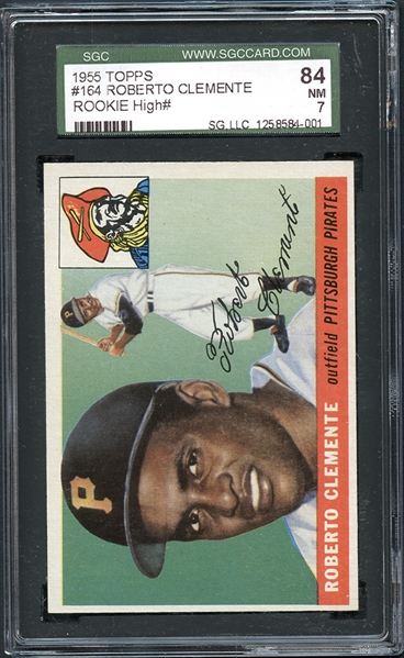 1955 Topps #164 Roberto Clemente Rookie SGC 84 NM 7