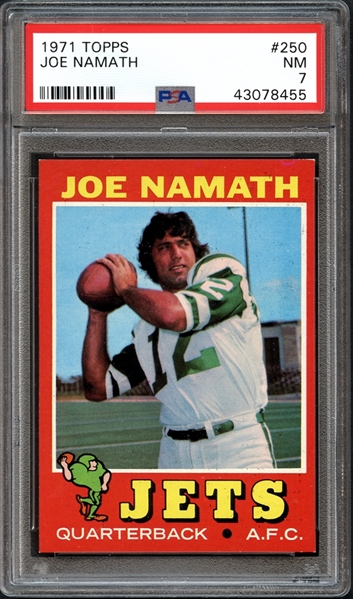 1971 Topps #250 Joe Namath PSA 7 NM