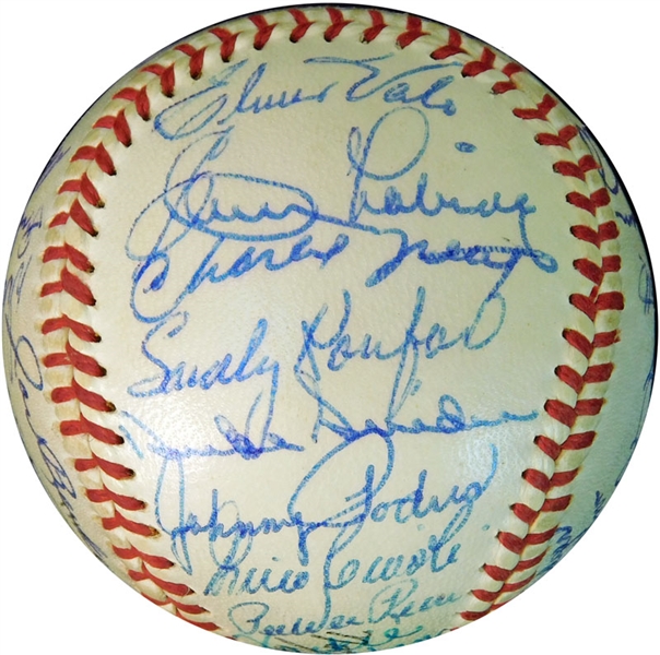 1958 Los Angeles Dodgers Team-Signed ONL (Giles) Ball with (32) Signatures