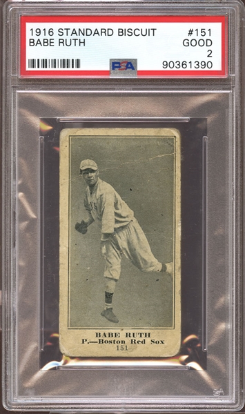 Spectacular 1916 D350-1 Standard Biscuit #151 Babe Ruth PSA 2 GOOD