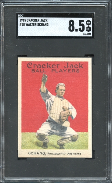 1915 Cracker Jack #58 Walter Schang SGC 8.5 NM-MT+
