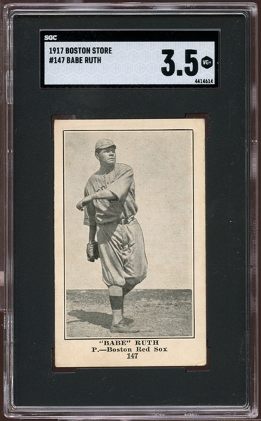 1917 H801-8 Boston Store #147 Babe Ruth SGC 3.5 VG+