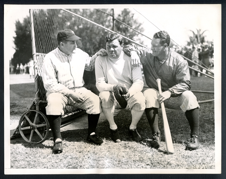 1934 Babe Ruth, Lou Gehrig and Joe McCarthy Type I Original Photograph PSA/DNA