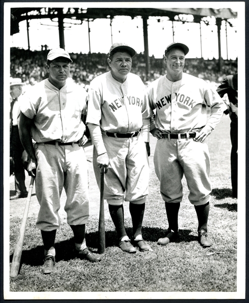 1934 All Star Game Type II Original Photograph Featuring Foxx, Ruth, and Gehrig PSA/DNA