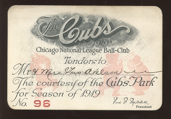 1919 Chicago Cubs Cubs Park Season Pass