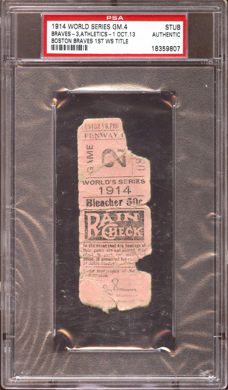 Lot Detail - 1914 World Series Game 4 Ticket Stub PSA AUTHENTIC