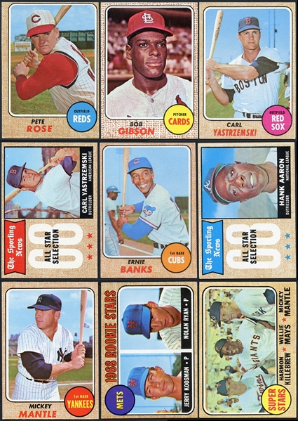 1968 Topps Baseball Near Complete Set (555/598) Plus Baseball Game Insert Set