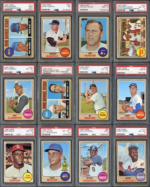 1968 Topps Complete Set Exceptionally High Grade with PSA Graded Cards