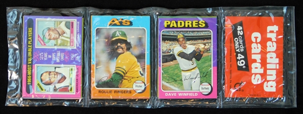1975 Topps Baseball Unopened Rack Pack with Winfield and Fingers on Top