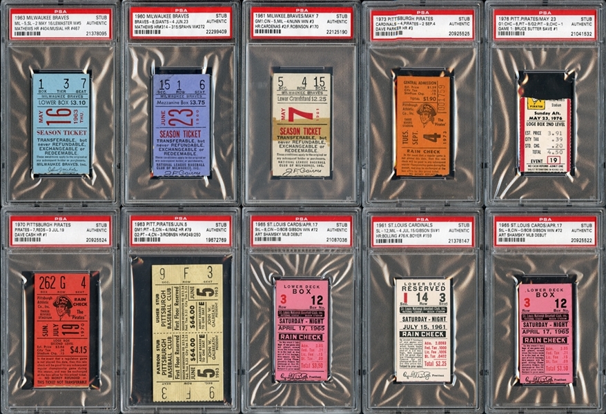 1960s-1970s Prominent Ticket Stub Collection of (10)