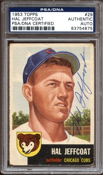 1953 Topps #29 Hal Jeffcoat Autographed PSA/DNA AUTHENTIC