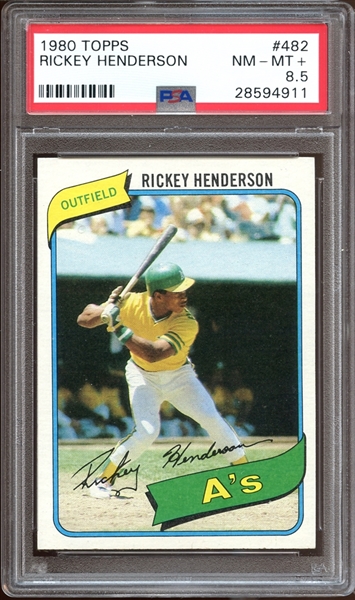 1980 Topps #482 Rickey Henderson PSA 8.5 NM/MT+