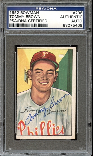 1952 Bowman #236 Tommy Brown Autographed PSA/DNA AUTHENTIC
